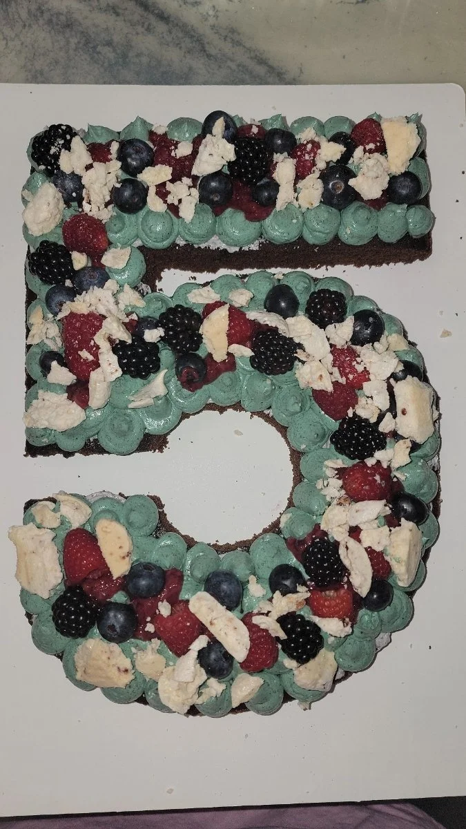 Inside berry number cake