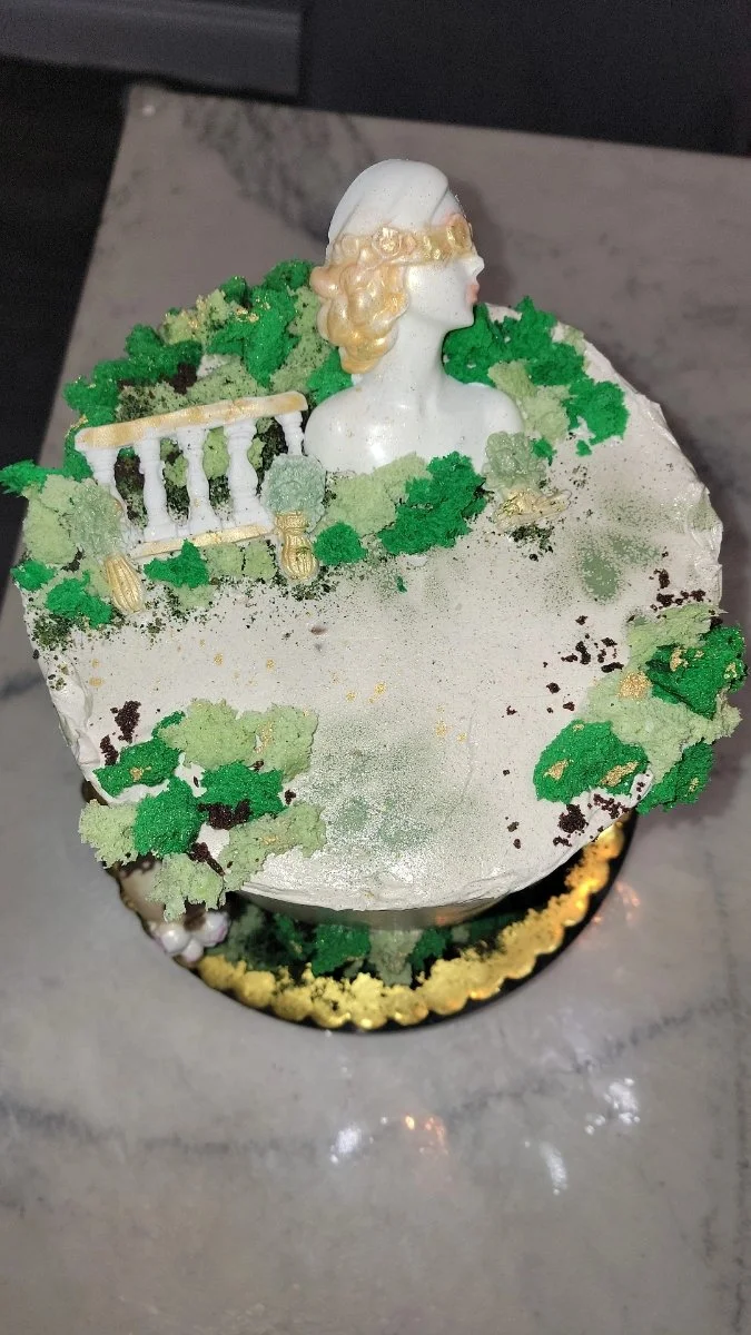 Whimsical moss cake