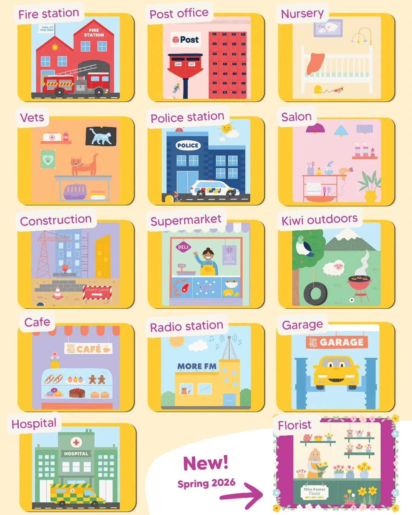 👩&zwj;🚒🧑&zwj;🔧👨&zwj;🍳🧑&zwj;💻👷👮&zwj;♂️🧑&zwj;🌾

Introducing our smorgasbord of areas for your little ones to enjoy!

Our special wee town is ever evolving and we&rsquo;re loving being able to introduce new areas and rotate these from time t
