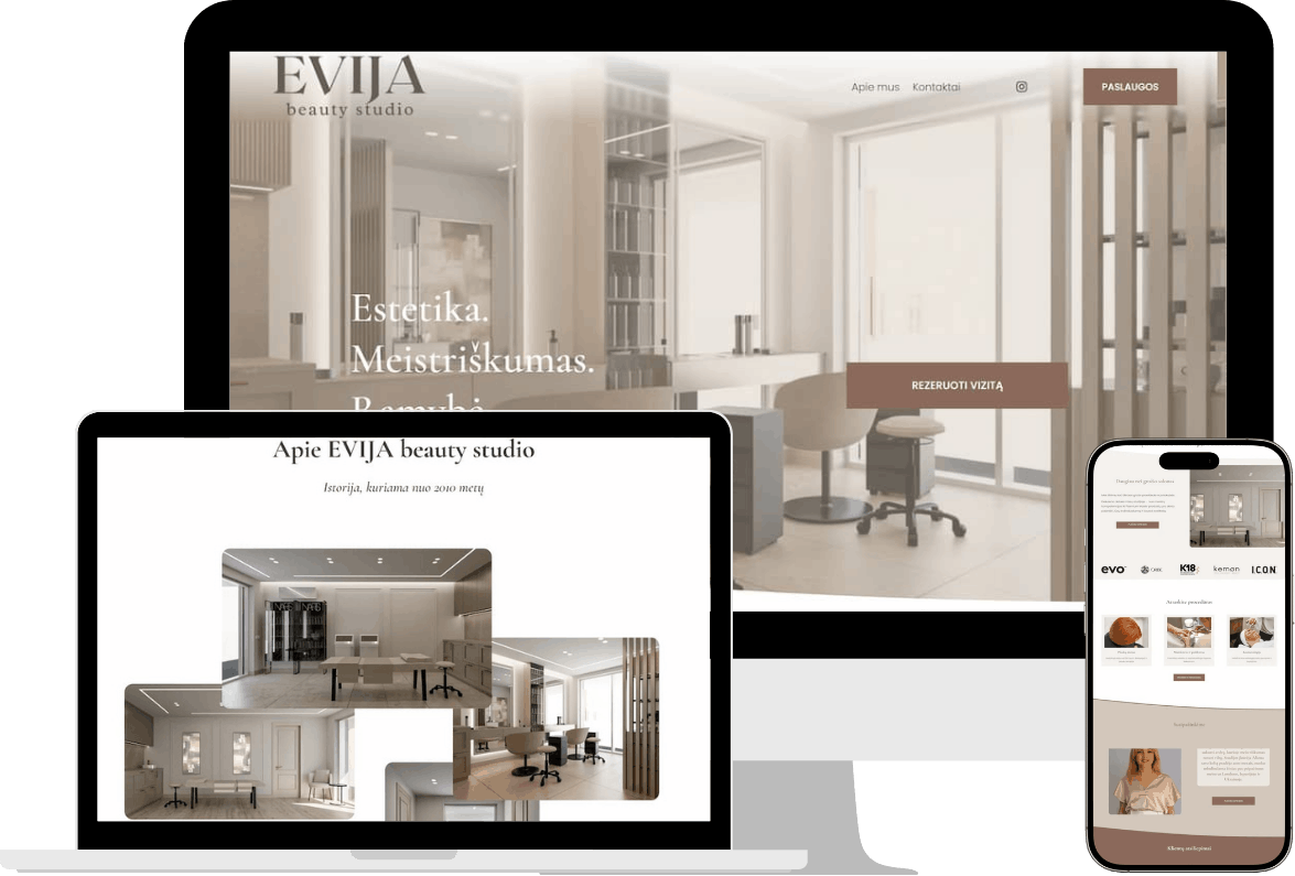 UOGAweb designer Gediminas portfolio example of Squarespace website Evijabeauty.lt