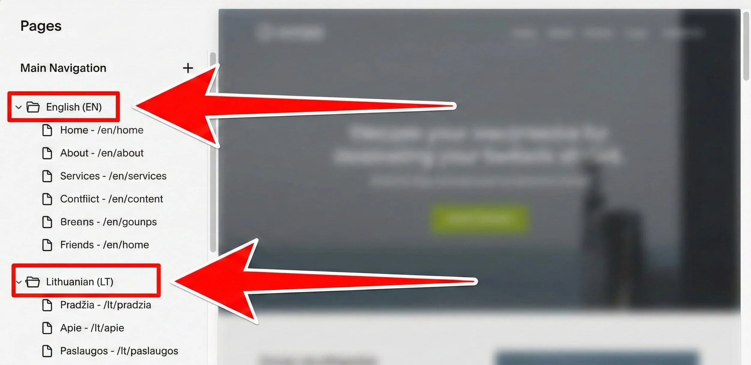 squarespace manual language separation multilingual setup