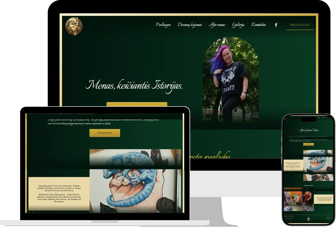 Gekonas Tattoo studio Squarespace website design by UOGAweb