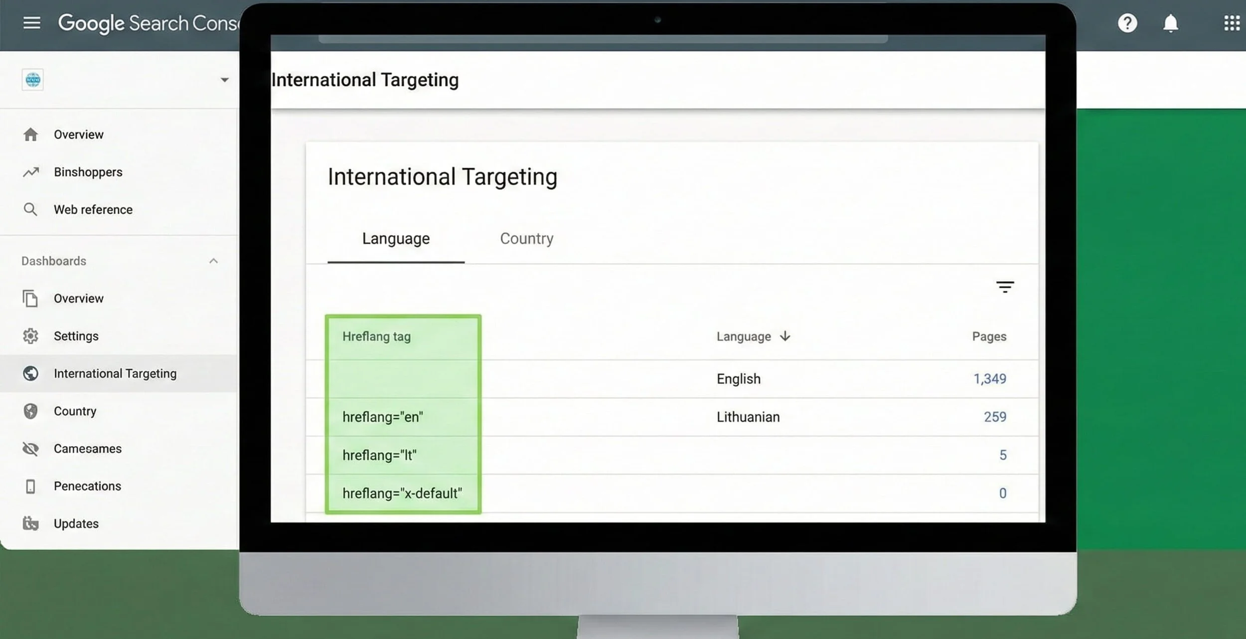 google search console hreflang links
