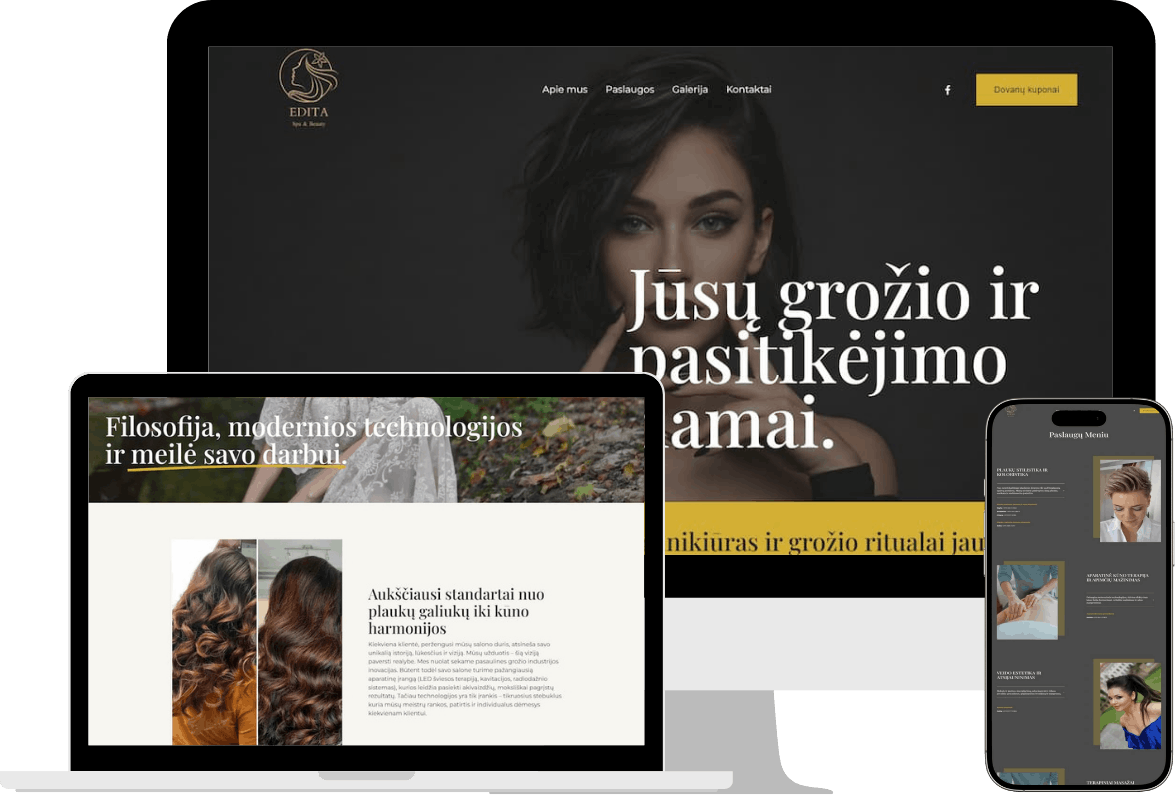 UOGAweb designer Gediminas portfolio example of Squarespace web design Editabeauty.lt