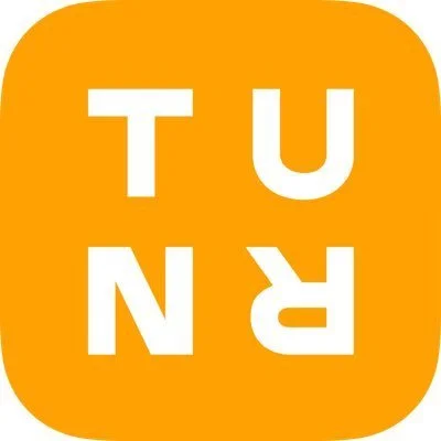 Orange app icon with the word "TURN" split into two lines, with 'TUN' on top and 'R' on bottom, all in white capital letters.