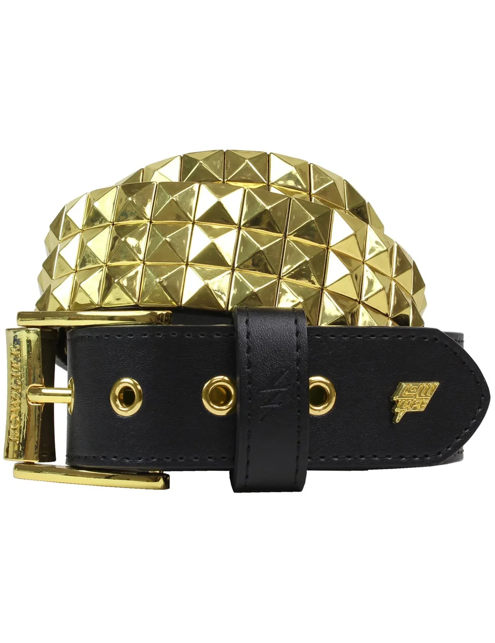 Triple Studded Leather Belt Black and Gold — Lowlife display picture 3