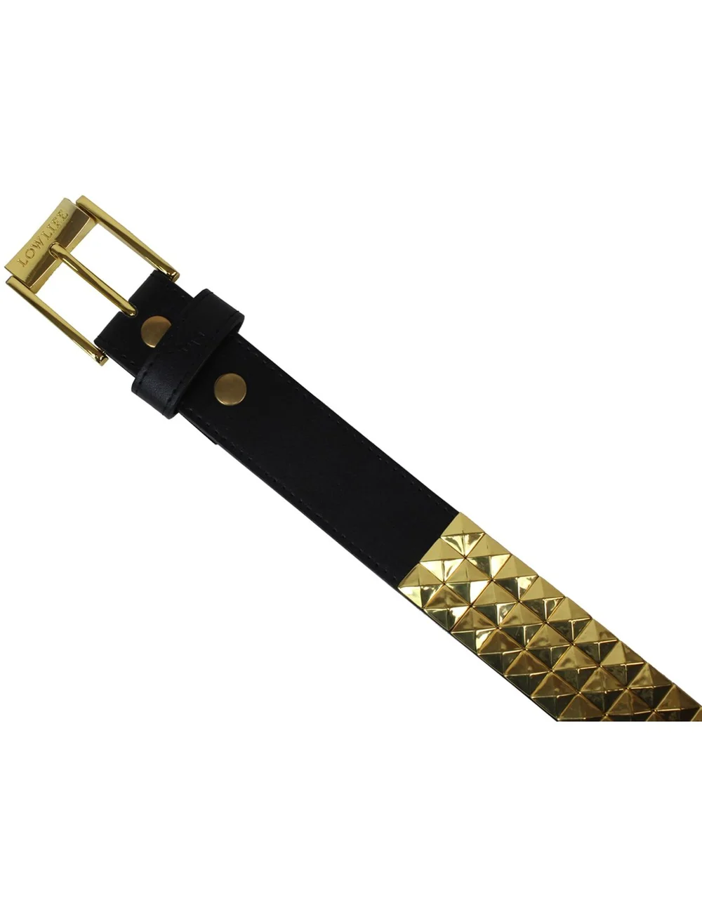 Triple Studded Leather Belt Black and Gold — Lowlife