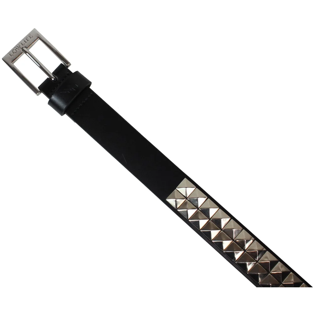 Double Stud Leather Belt Black Silver — Lowlife display picture 1