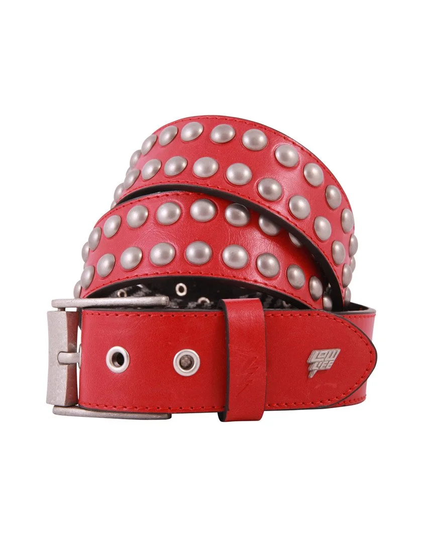 Sphere Studded Leather Belt Red — Lowlife