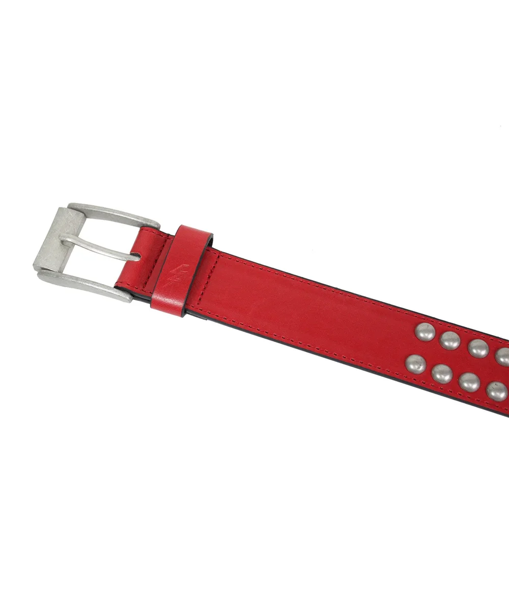 Sphere Studded Leather Belt Red — Lowlife