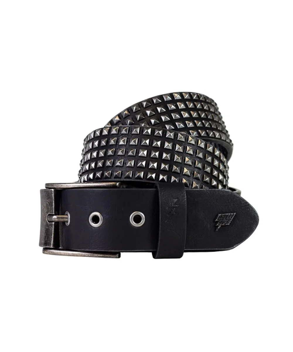 Shrink Studded Leather Belt Black Pewter — Lowlife