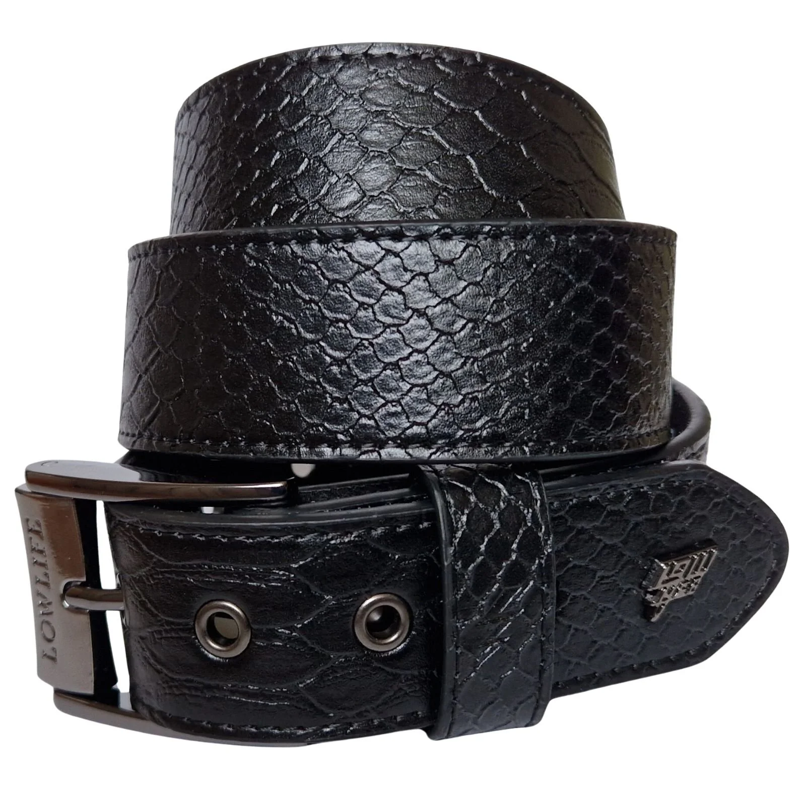 Black Snakeskin Leather Belt