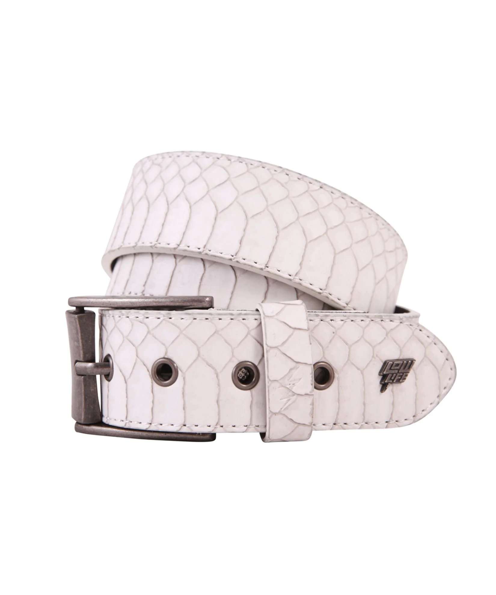 White Snakeskin Leather Belt