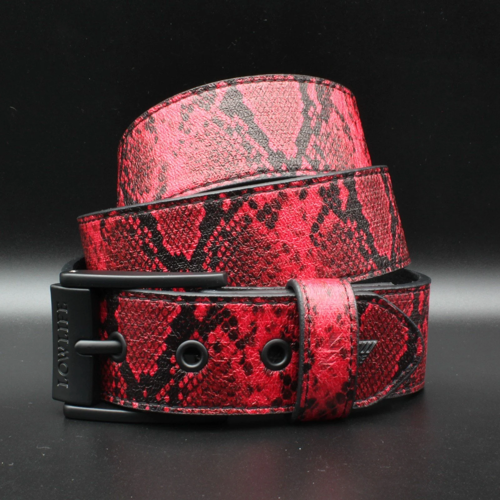 Red Snakeskin Leather Belt