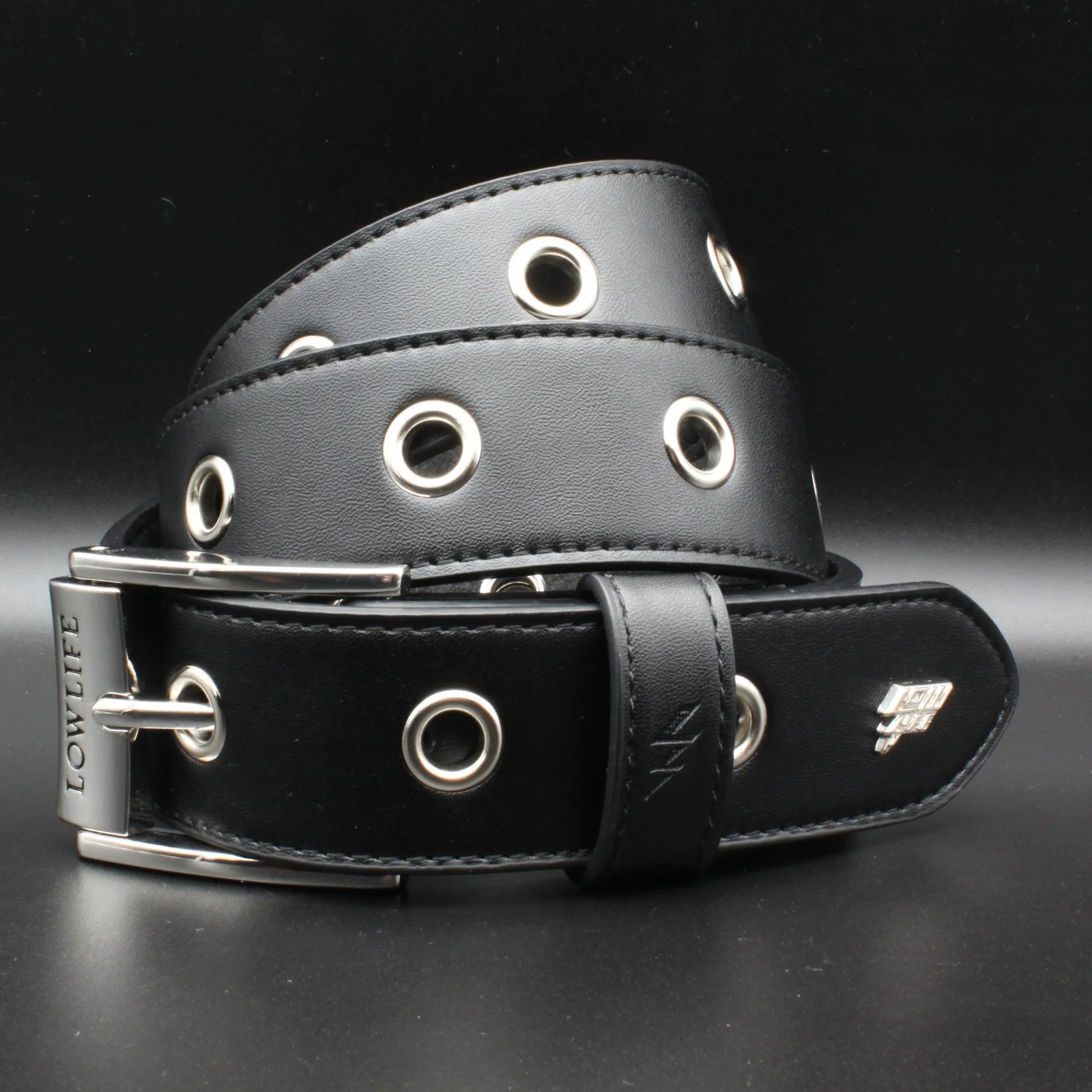 Solo Eyelet Leather Belt in Black