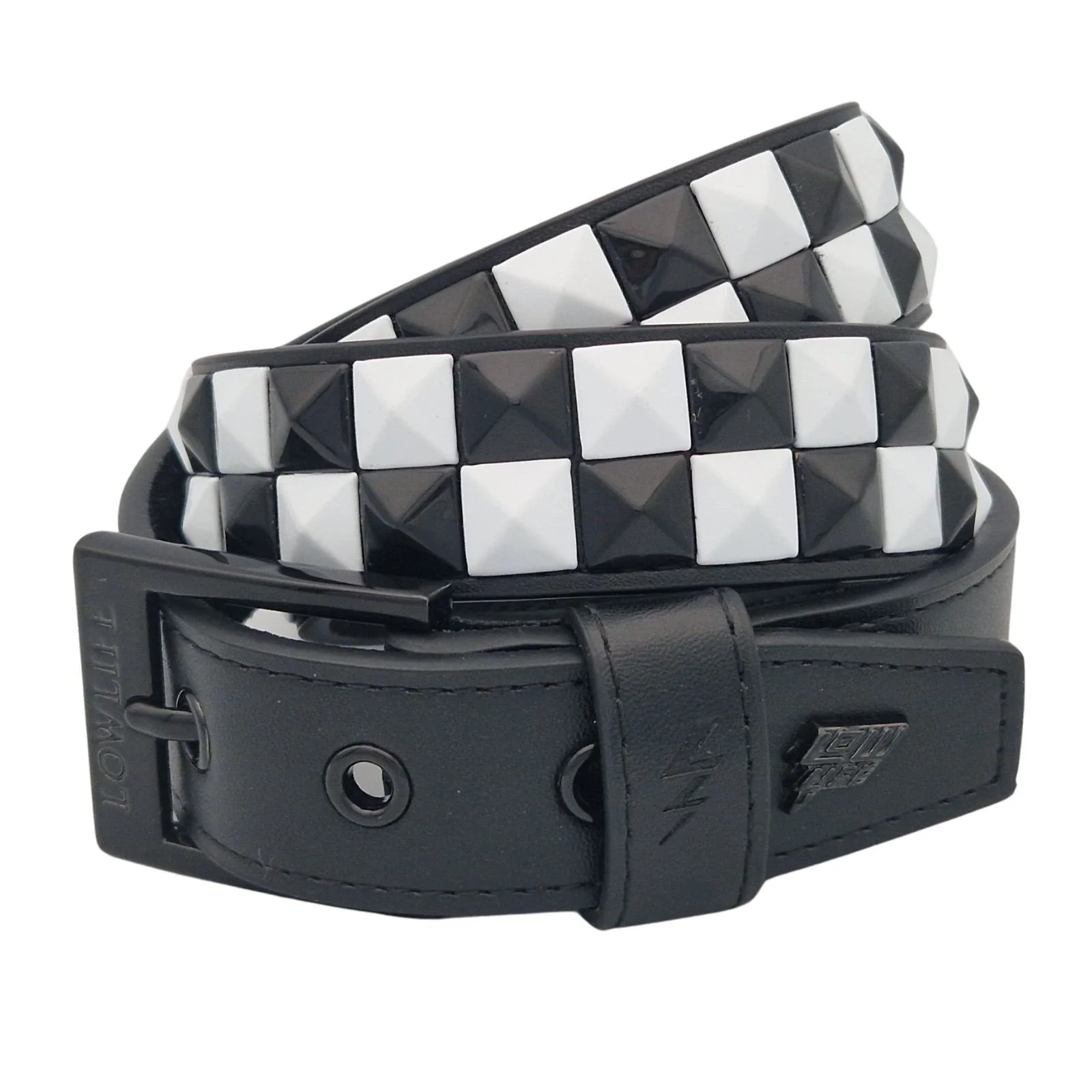 Dub Studded Leather Belt in Black and White