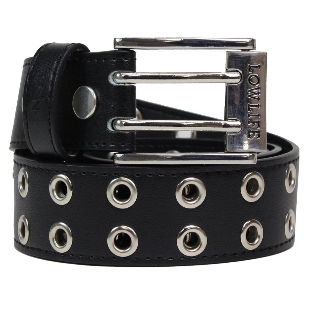 Duplici Vegan Faux Leather Belt Black Silver — Lowlife