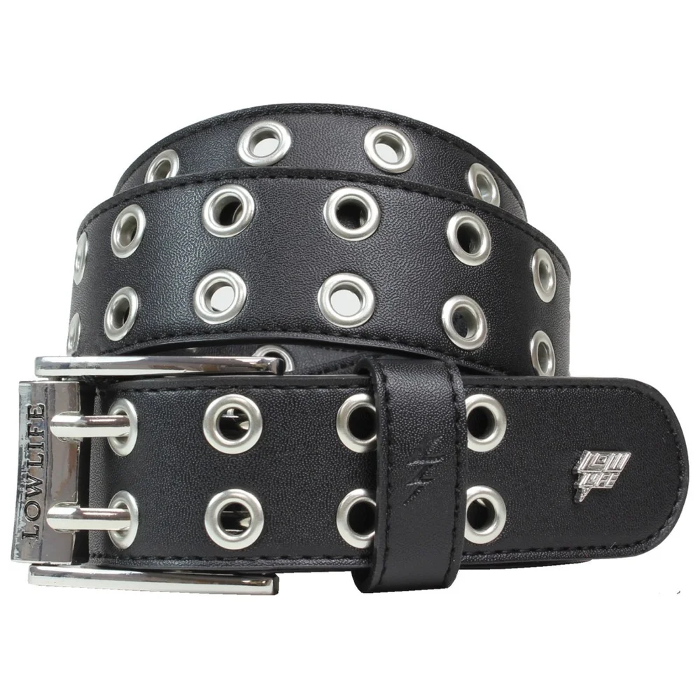 Duplici Vegan Faux Leather Belt Black Silver — Lowlife