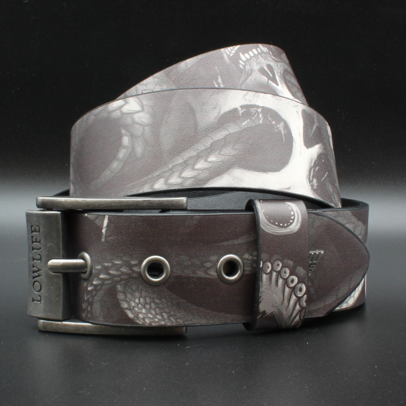Snake Eyes James Maw Faux Leather Belt in Black and White