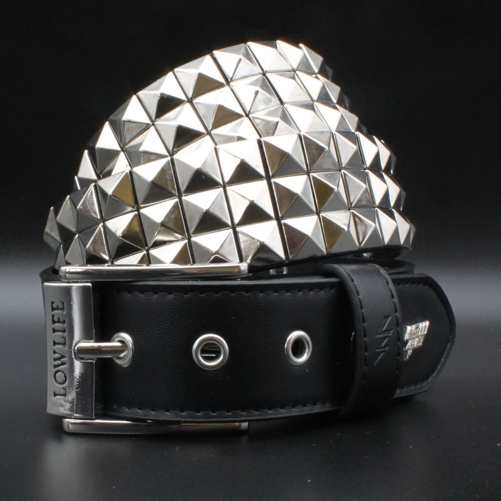 Vegan Triple Studded Belt Black and Silver — Lowlife display picture 2
