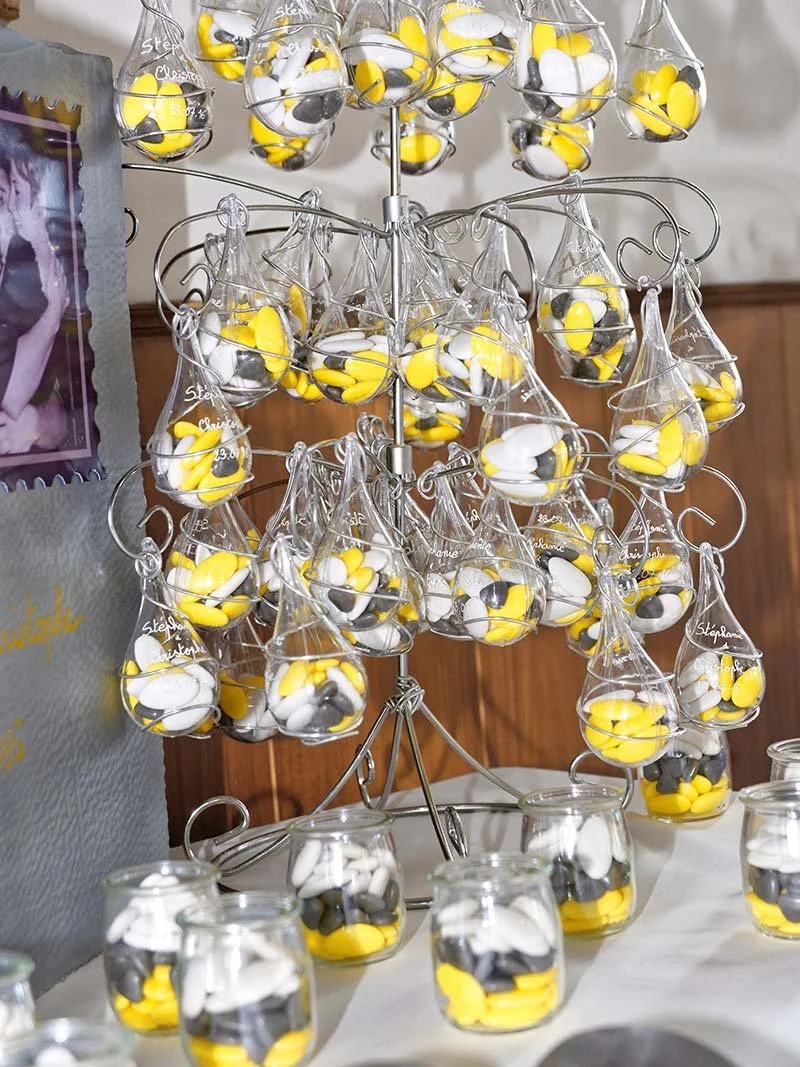 Dragés mariage jaune et gris