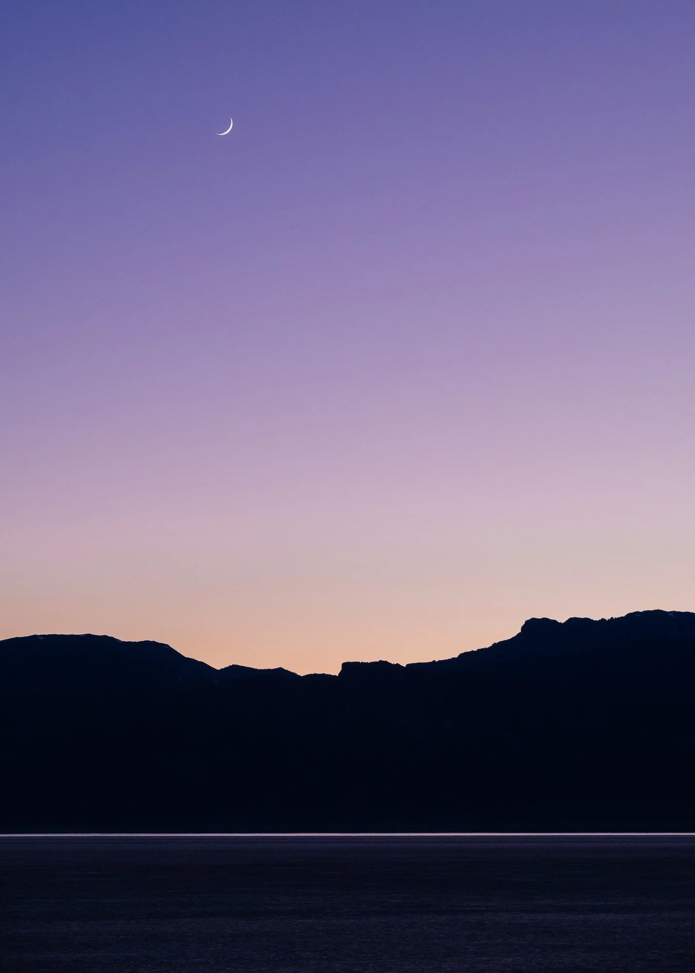 Twilight And A Crescent Moon Over Steens Mountain | Oregon