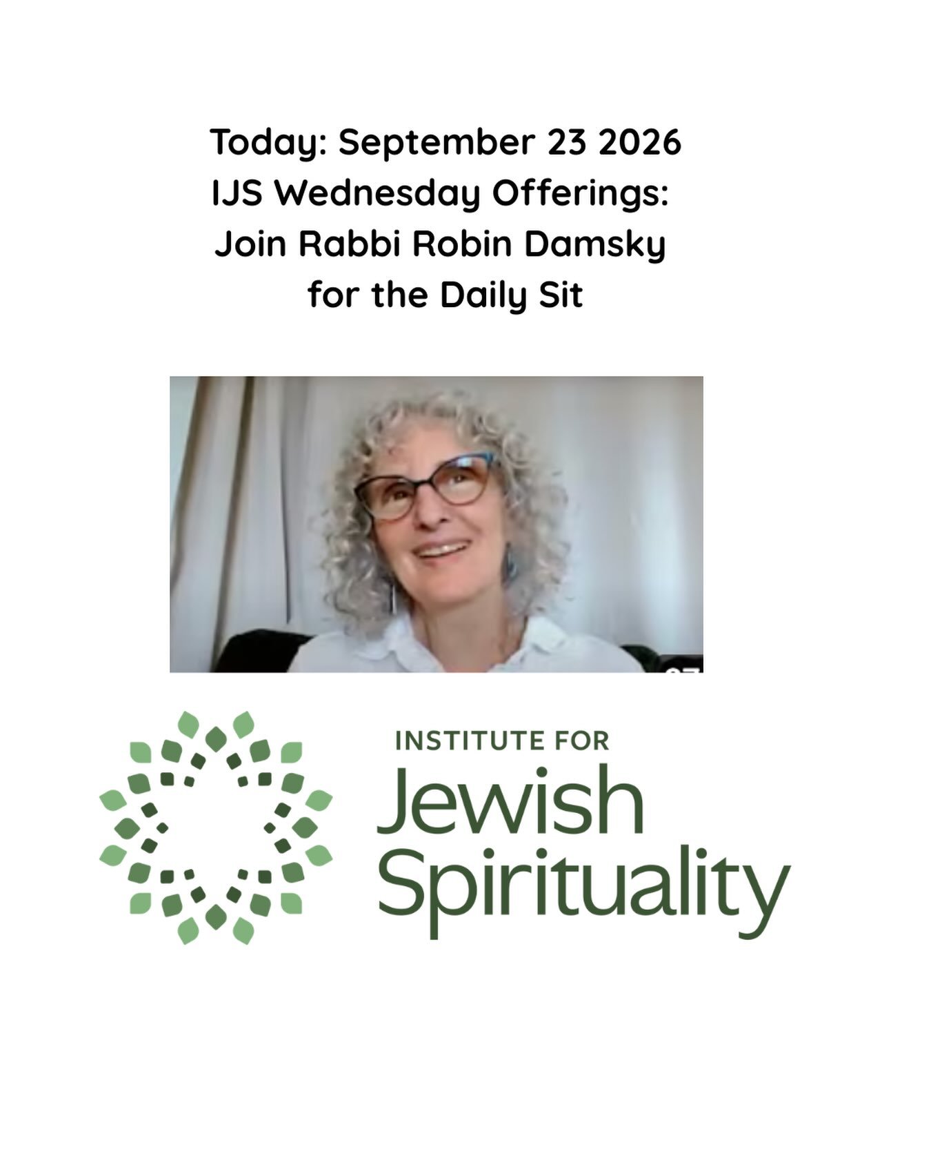 Join me in today&rsquo;s IJS sit as we continue through the Arc of the Holidays - with Yom Kippur complete and Sukkot on the horizon. 12:30 PM Eastern. Free of charge. Register here:
https://www.jewishspirituality.org/get-started/free-resources-from-
