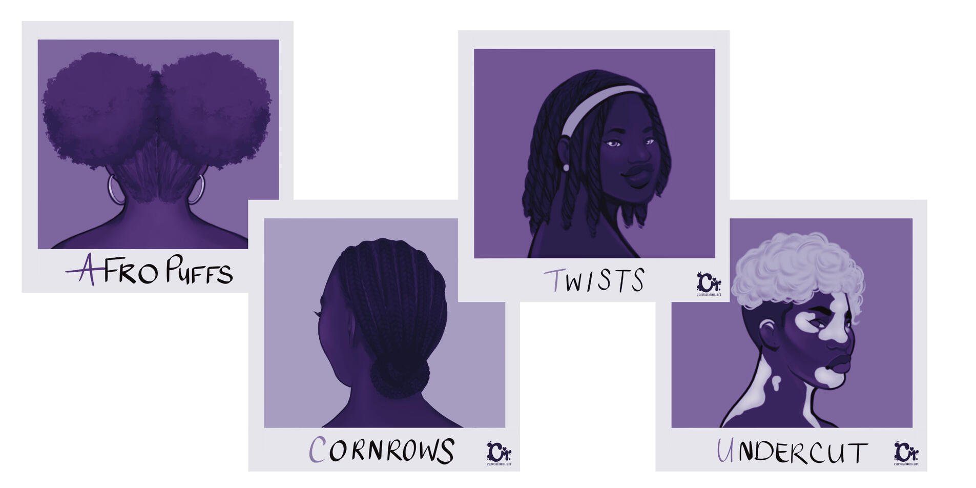 Illustrated decals for the salon exterior windows.