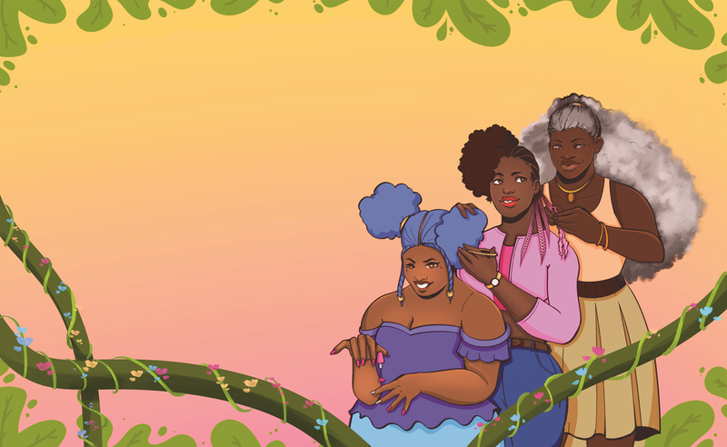 Illustrated mural for the salon interior reception desk.