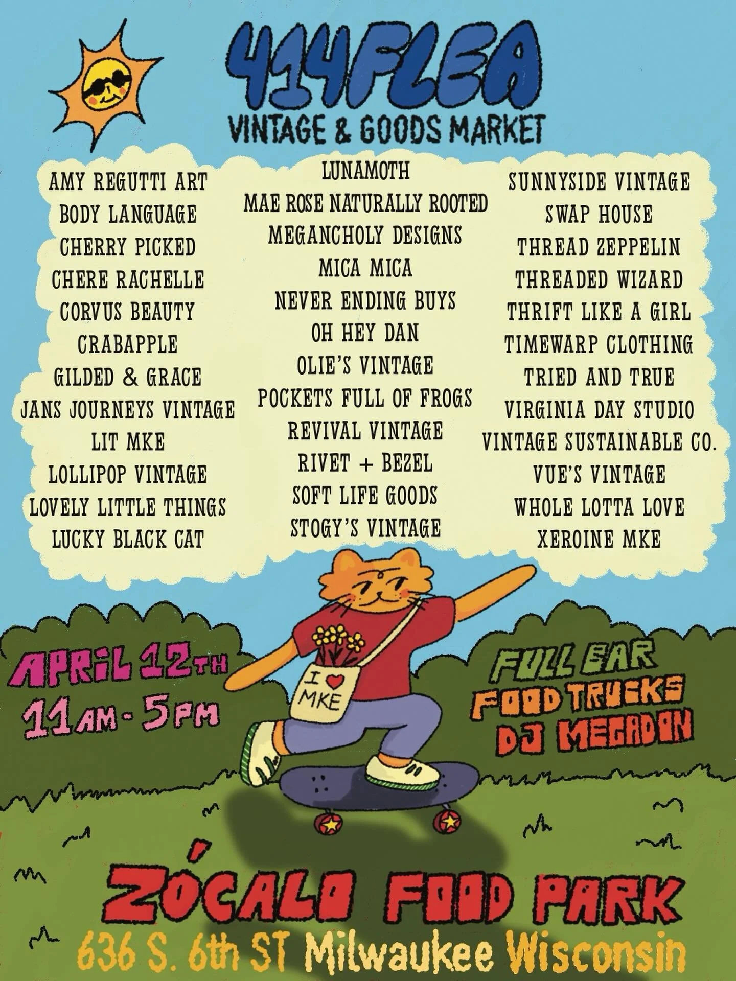 One week away 🎉 

Join us next Sunday, April 12th at Z&oacute;calo Food Park for 414Flea&rsquo;s first outdoor market of the year - a festive day of sunshine (🤞) , community, and creativity.

We&rsquo;re bringing together vintage treasures, handmad