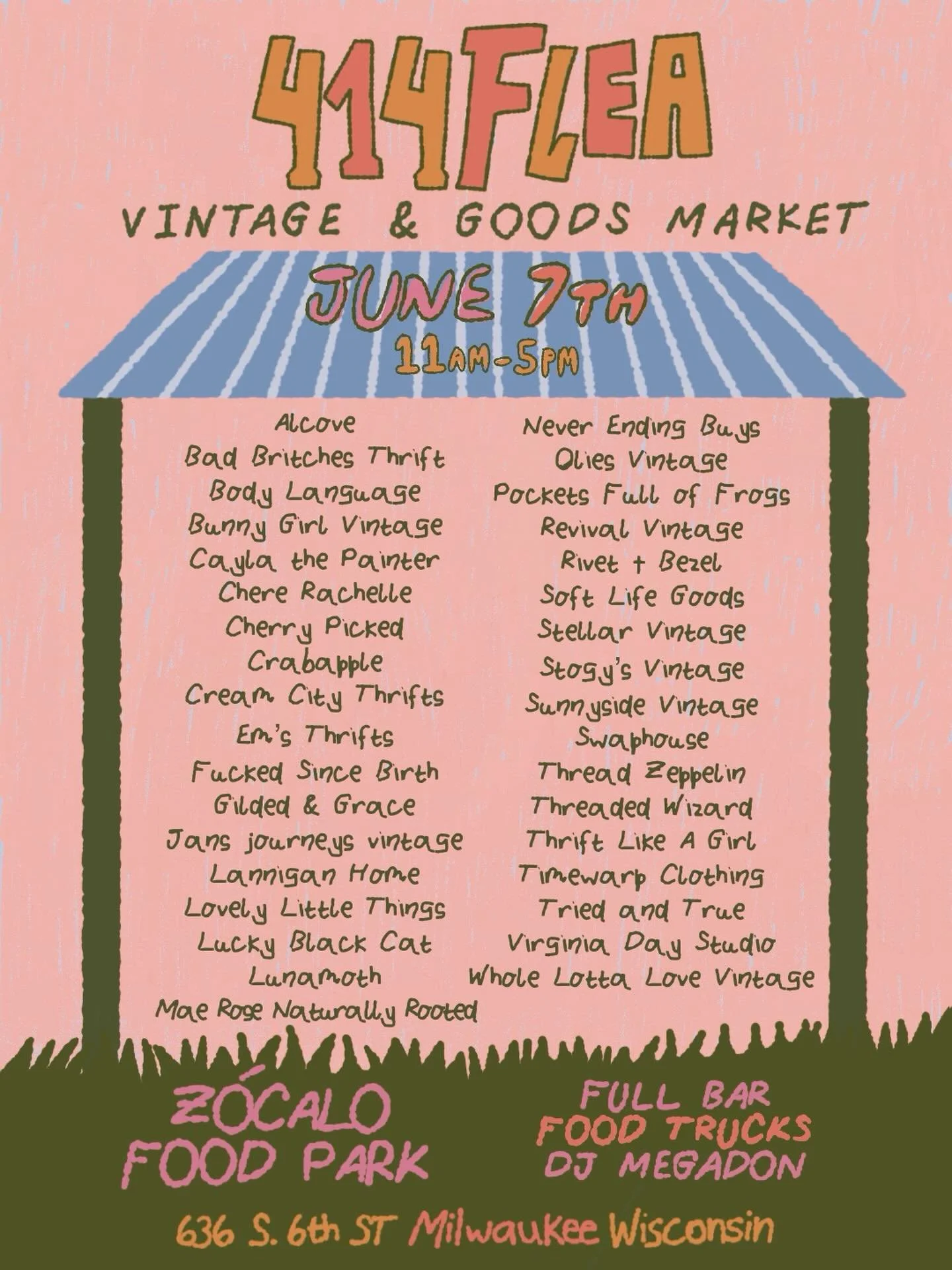 Join us THIS Sunday, June 7th at Z&oacute;calo Food Park for 414Flea&rsquo;s first outdoor market of the year - a festive day of sunshine (🤞) , community, and creativity.

We&rsquo;re bringing together vintage treasures, handmade goods, and sustaina