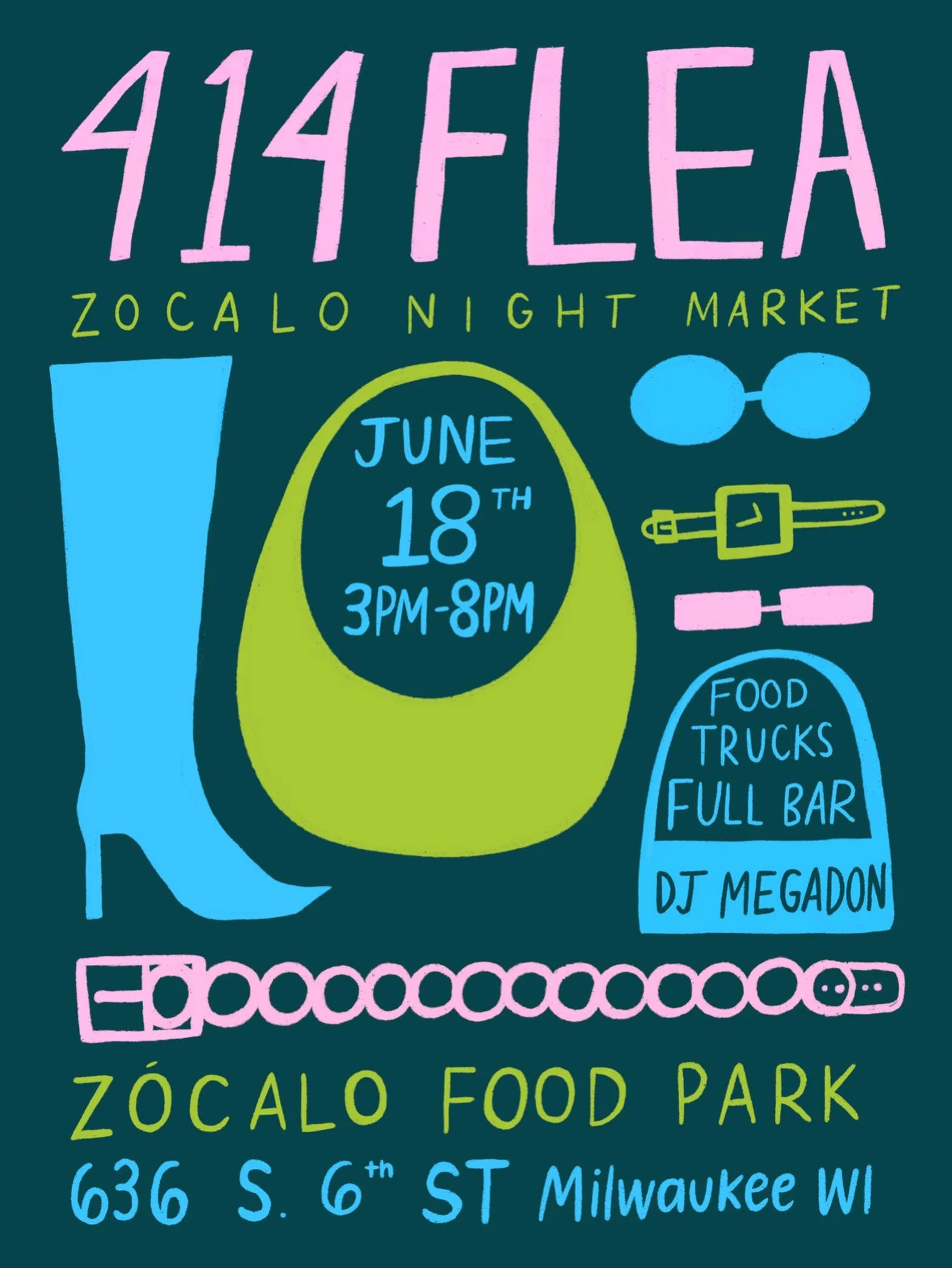 Join us Thursday, June 18th for a Night Market at Z&oacute;calo Food Park - all the same 414Flea things you know and love, just on a week night 😊

We&rsquo;re bringing together vintage treasures, handmade goods, and sustainable finds from some of Mi