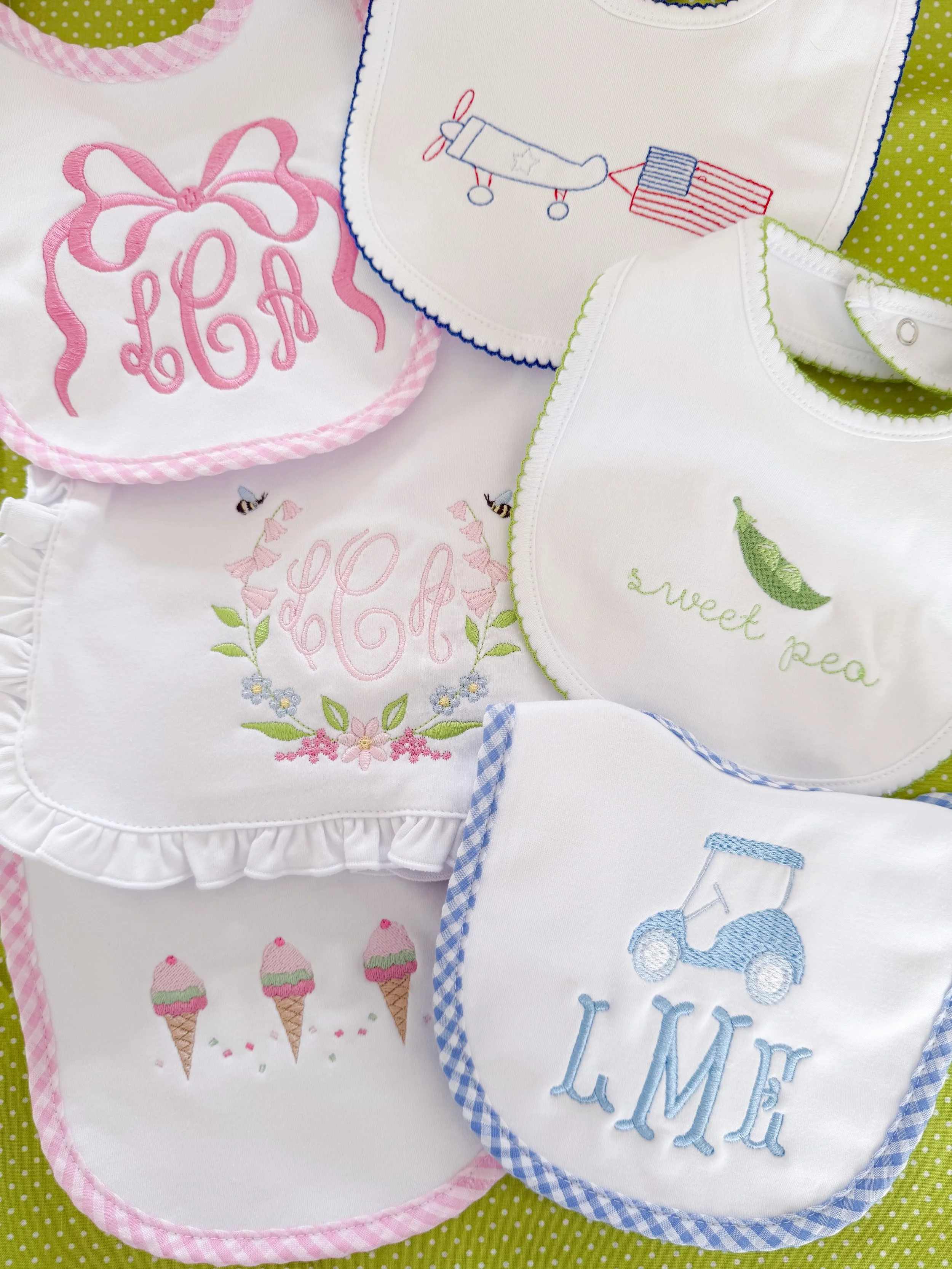 Another bib and burp cloth bundle for summer 🍼🌷🍦