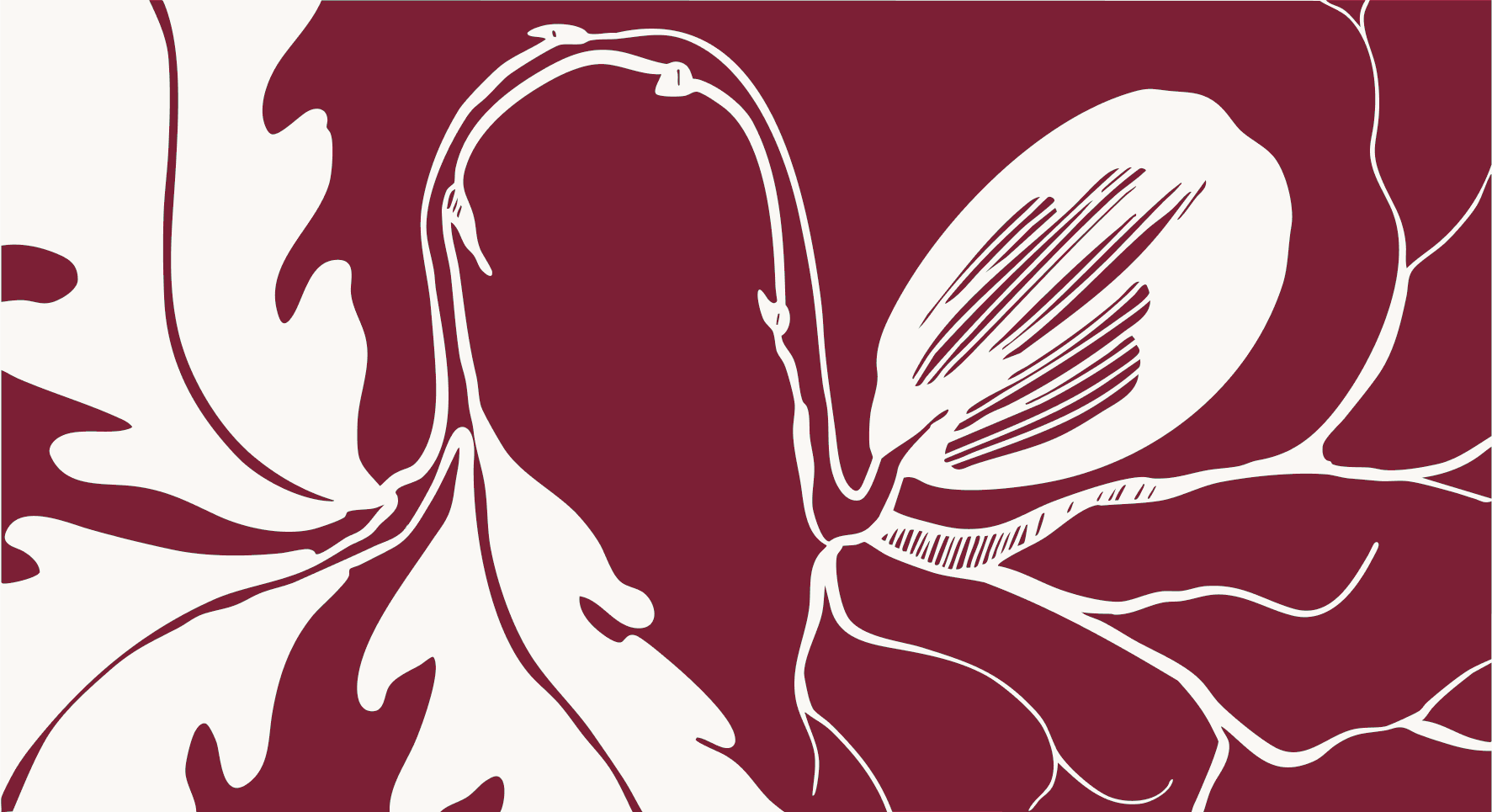 Illustration einer Pflanzenknospe mit Blütenblatt und Wurzel im roten und weißen Farbdesign.