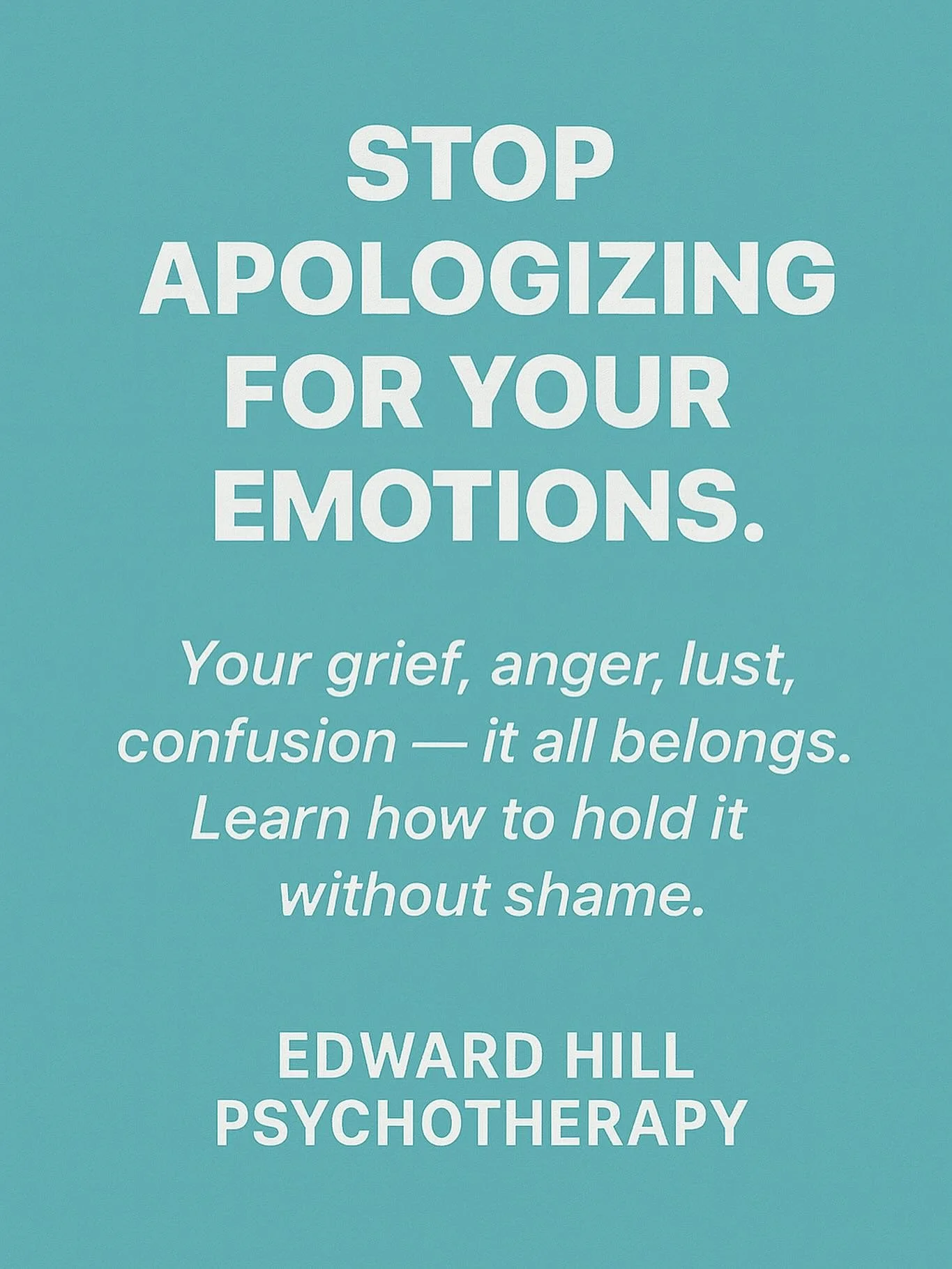 Stop apologizing for your emotions.
Your grief, anger, confusion, or desire &mdash; none of it makes you broken.
It&rsquo;s all part of being human.

When you learn to hold your emotions without shame, you give yourself permission to heal, connect, a