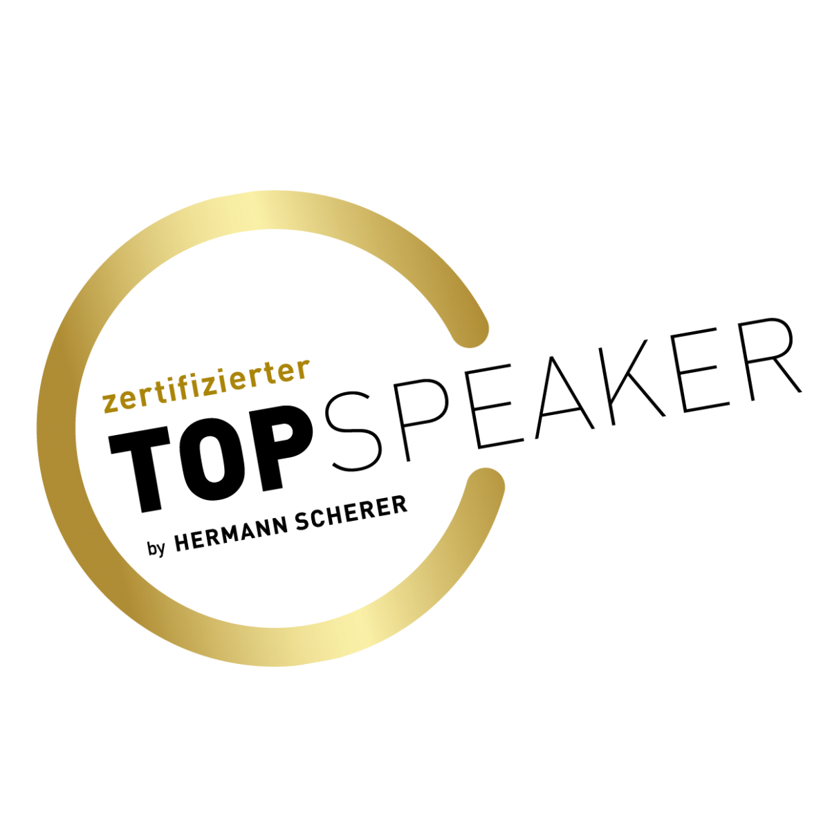 Goldene Schlüssel mit schwarzem Logo und schwarzer Schrift auf transparentem Hintergrund.