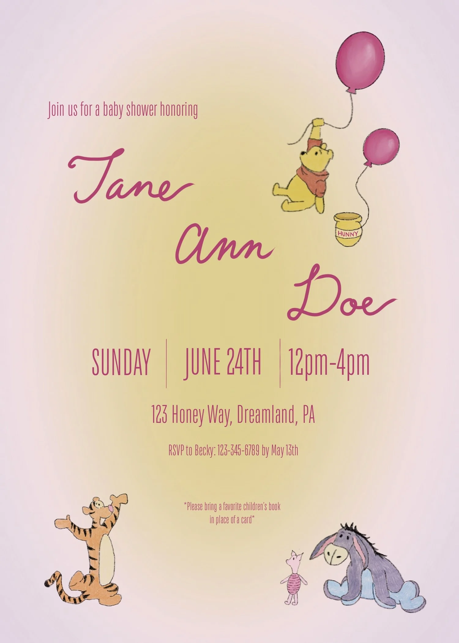 Winnie and friends Invitation