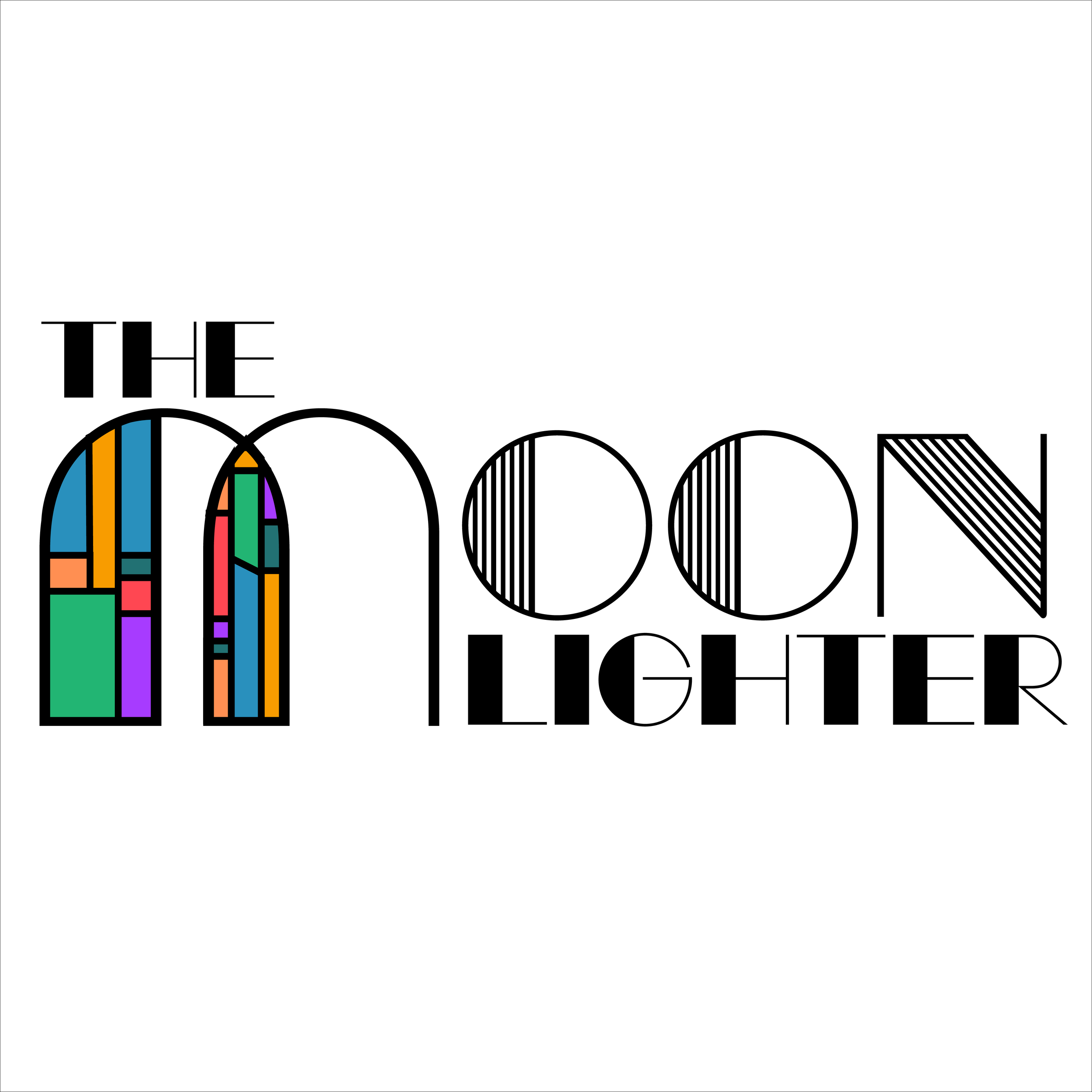 I designed a logo highlighting the stained glass motif and mid century modern design using Adobe Illustrator.