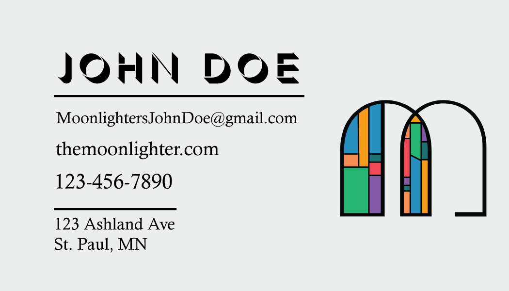 Example of a business card for the Moonlighter.