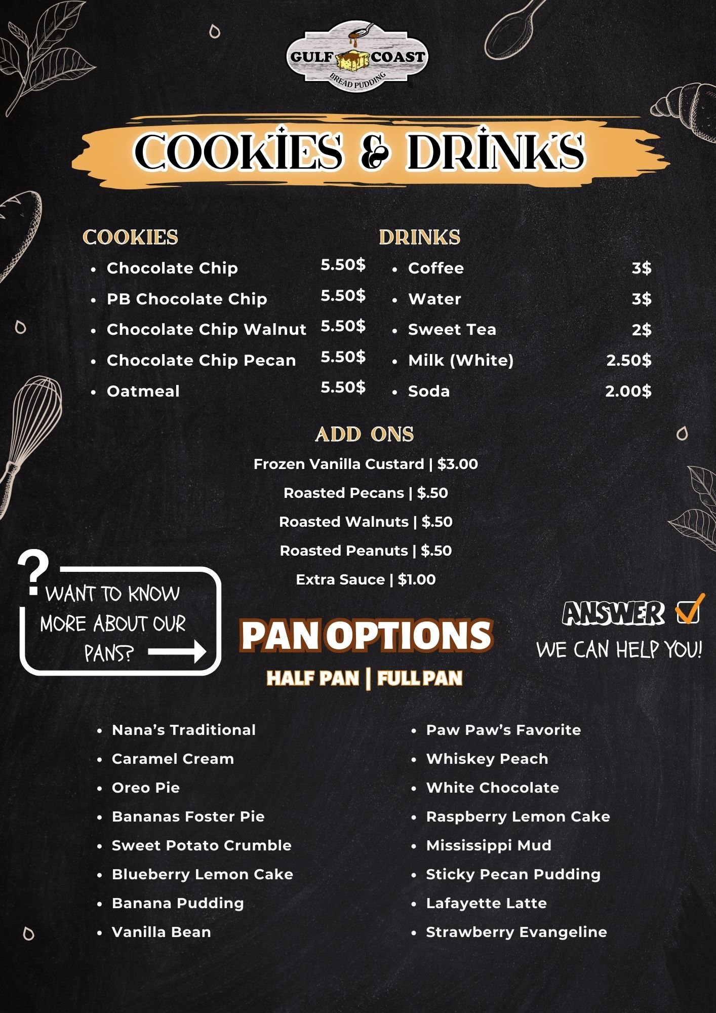 SLICE MENU | Satisfy Your Sweet Tooth Today — Gulf Coast Bread Pudding