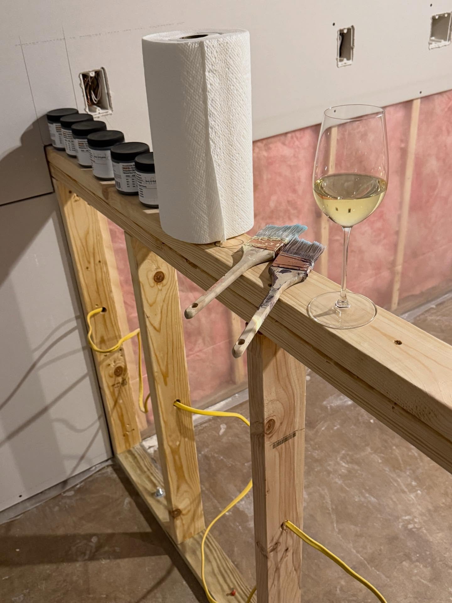 All the essentials for painting samples on a Sunday.