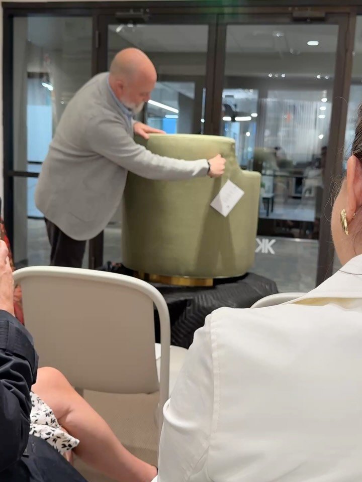 There is something simultaneously horrifying and satisfying about having a furniture expert destroy a piece of furniture to show you the construction. Gotta say: there is a reason custom furniture is better than buying retail. A quality custom piece 