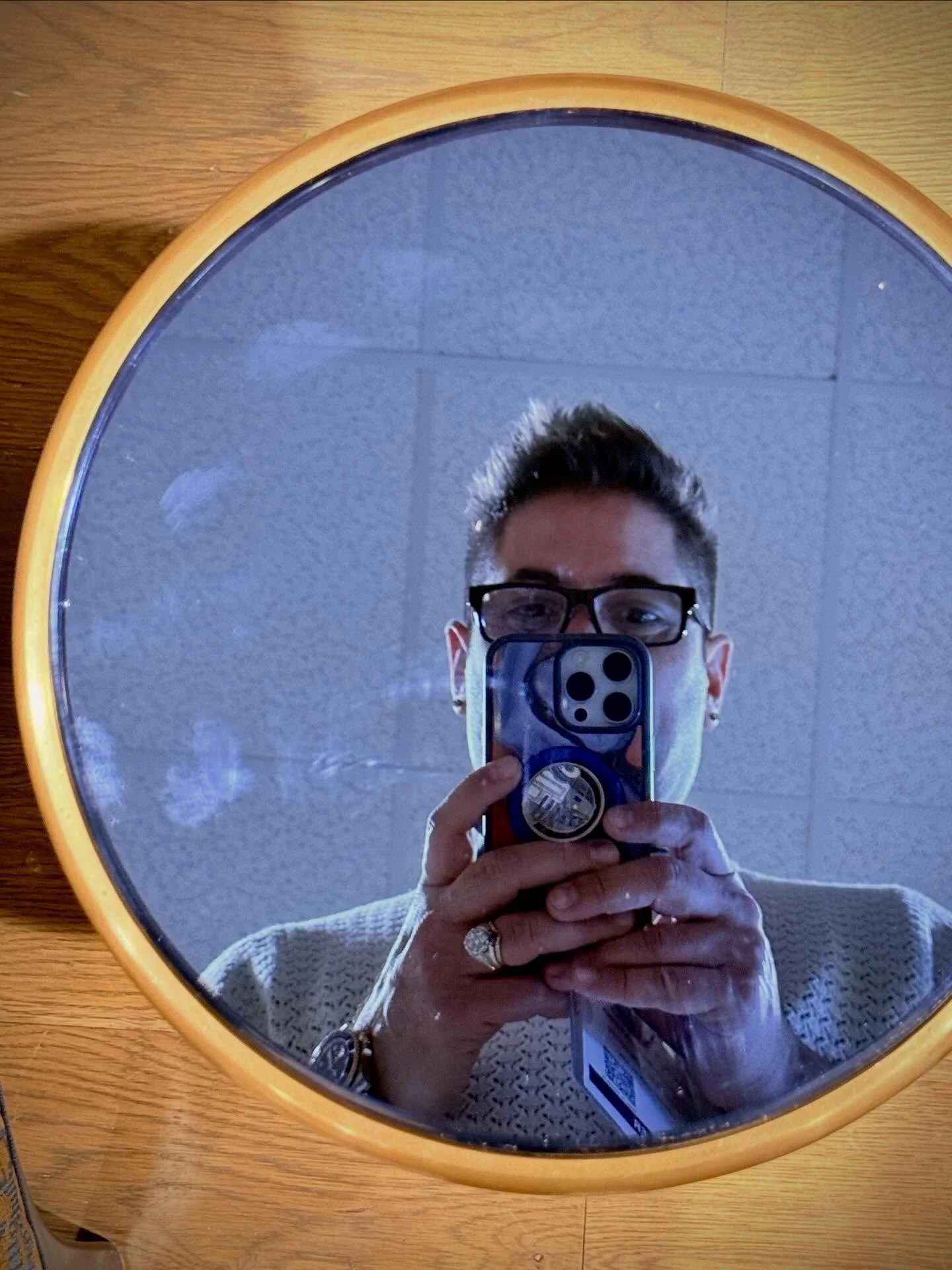 Portrait of the Artist as a Young Man. Also, a gorgeous side table at the @wesleyhallfurniture showroom.