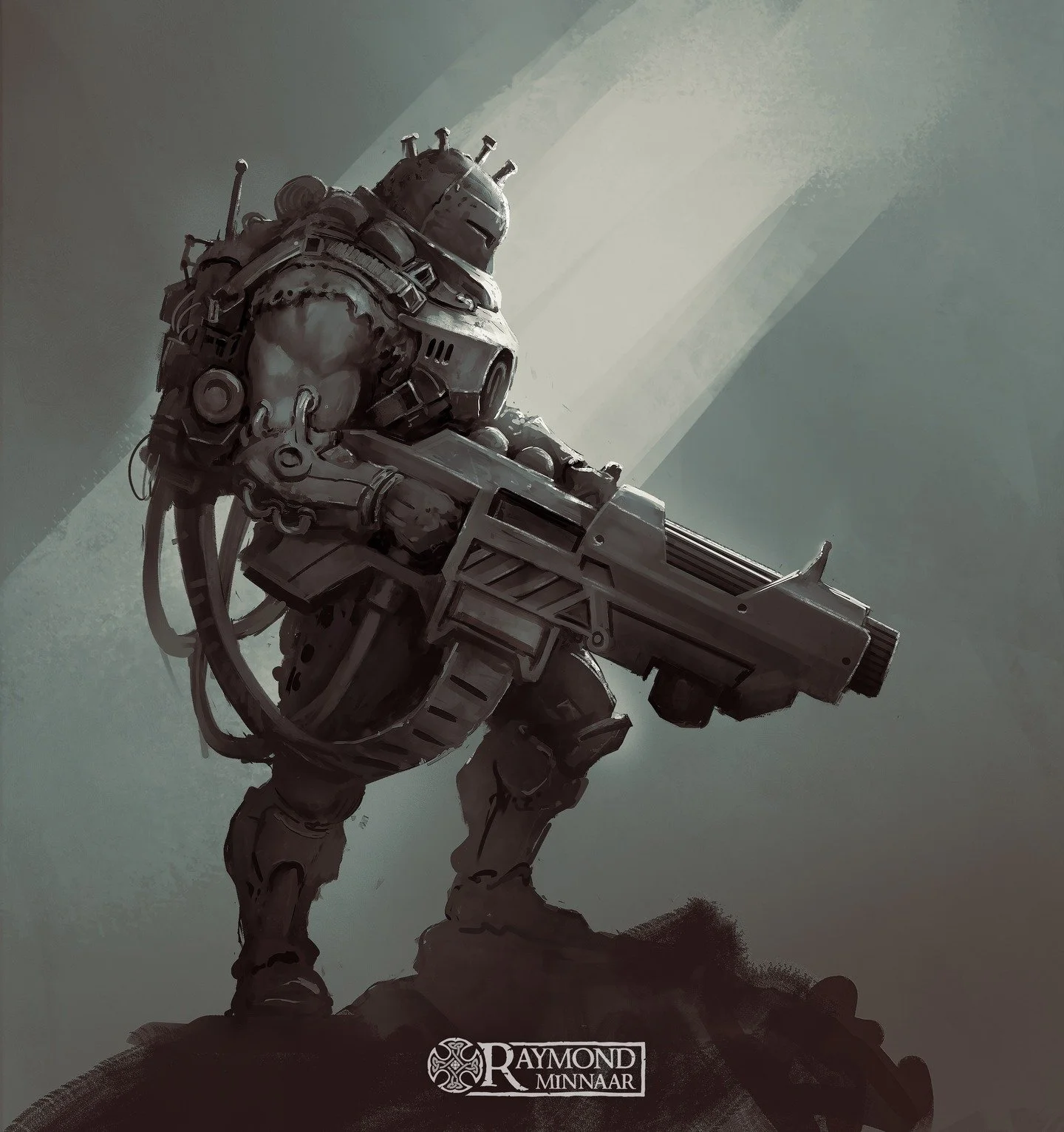 Warmup from yesterday and this morning, 

Heavy gunner
I'm still trying to figure out faster ways to do the recordings but slowly getting there.

#speedpaint #characterdesign #art #Sciencefiction #gunner #heavy #hulk #soldier #sketch #conceptart #ill