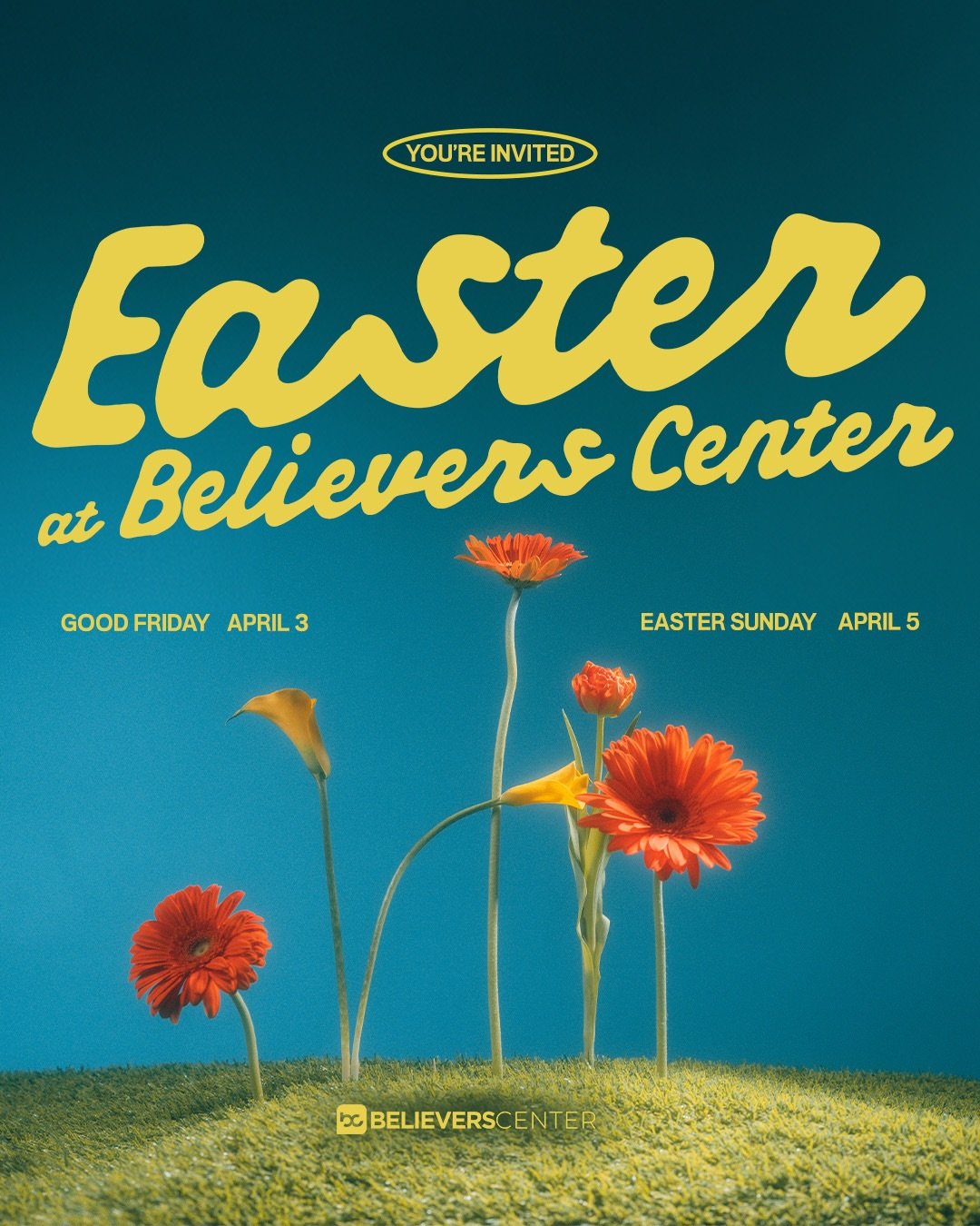 YOU&rsquo;RE INVITED TO EASTER WEEKEND AT BC 🌷

2 unique services for you and your family 

GOOD FRIDAY | April 3 at 7PM
A reflective service with music and a message that tell the story of Jesus&rsquo; journey to the cross. 

EASTER SUNDAY | April 