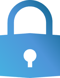 A blue lock icon representing security or privacy.
