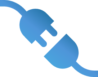 Close-up of a blue electrical plug disconnected from a power outlet.