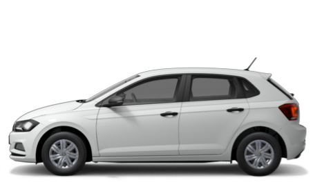 White compact hatchback car against a black background.