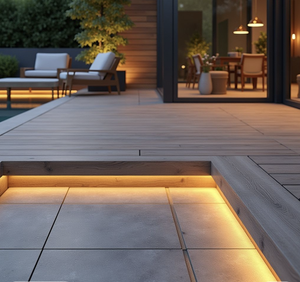 outdoor lighting under decking concrete