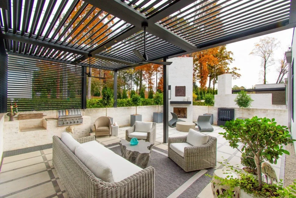 struxure Pergola with privacy wall slat wall